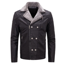 Load image into Gallery viewer, Men Coat High Quality fleece warm PU leather jacket
