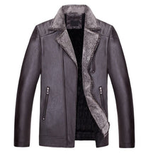 Load image into Gallery viewer, Men Coat High Quality fleece warm PU leather jacket