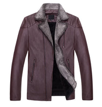 Load image into Gallery viewer, Men Coat High Quality fleece warm PU leather jacket