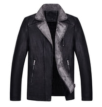 Load image into Gallery viewer, Men Coat High Quality fleece warm PU leather jacket