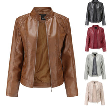 Load image into Gallery viewer, Leather Jacket Women Zippers Spring Autumn Women's PU Leather Jacket