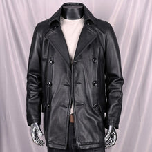 Load image into Gallery viewer, Leather Trench Coats Cowhide Jacket Men