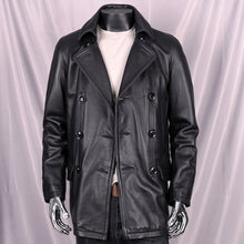 Load image into Gallery viewer, Leather Trench Coats Cowhide Jacket Men