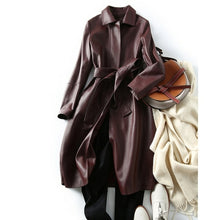 Load image into Gallery viewer, Leather Trench Lace-up Coat Tops Women's Spring Autumn Fashion