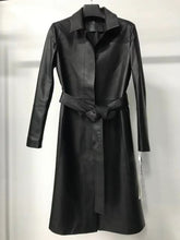 Load image into Gallery viewer, Leather Trench Lace-up Coat Tops Women's Spring Autumn Fashion