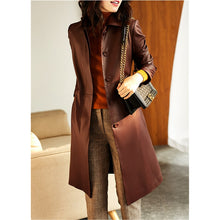 Load image into Gallery viewer, Leather Trench Lace-up Coat Tops Women&#39;s Spring Autumn Fashion