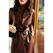 Load image into Gallery viewer, Leather Trench Lace-up Coat Tops Women&#39;s Spring Autumn Fashion