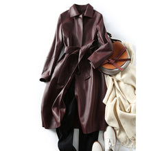 Load image into Gallery viewer, Leather Trench Lace-up Coat Tops Women&#39;s Spring Autumn Fashion