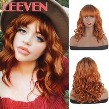 Load image into Gallery viewer, Leeven 16‘’ Synthetic Wig With Bangs For Woman Copper 613 Blonde