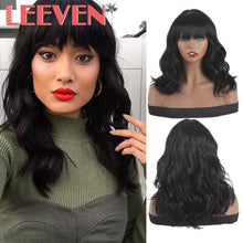 Load image into Gallery viewer, Leeven 16‘’ Synthetic Wig With Bangs For Woman Copper 613 Blonde