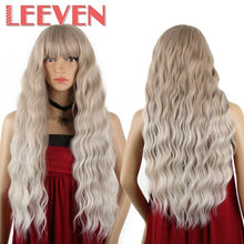 Load image into Gallery viewer, Leeven 26inch Long Loose Wave Wig with Bangs Synthetic Natural Wavy