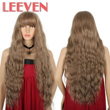 Load image into Gallery viewer, Leeven 26inch Long Loose Wave Wig with Bangs Synthetic Natural Wavy
