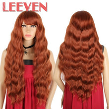 Load image into Gallery viewer, Leeven 26inch Long Loose Wave Wig with Bangs Synthetic Natural Wavy