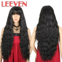 Load image into Gallery viewer, Leeven 26inch Long Loose Wave Wig with Bangs Synthetic Natural Wavy