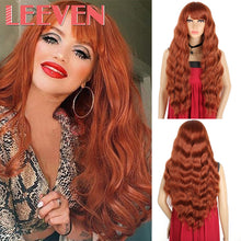 Load image into Gallery viewer, Leeven 26inch Long Loose Wave Wig with Bangs Synthetic Natural Wavy