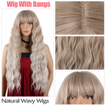 Load image into Gallery viewer, Leeven 26inch Long Loose Wave Wig with Bangs Synthetic Natural Wavy