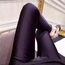 Load image into Gallery viewer, Leggings Womens Gloss Shiny Black Thin Leggings Trousers Elastic Slim