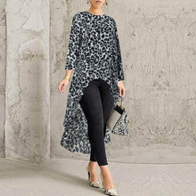Load image into Gallery viewer, Leopard Blouse Women Tunic Summer Tops Vintage Long Shirts Office