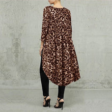Load image into Gallery viewer, Leopard Blouse Women Tunic Summer Tops Vintage Long Shirts Office