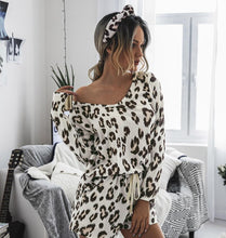 Load image into Gallery viewer, Leopard Pajama Set Summer Polyester Pijamas for Women Autumn Plus Size