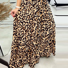 Load image into Gallery viewer, Leopard Print V Neck Sexy Long Dress Women Elastic Waiste Slim