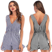 Load image into Gallery viewer, Summer New Women's Fashion Sexy Plaid Deep V Neck Bow - Sophornlilly