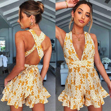 Load image into Gallery viewer, Summer New Women's Print Deep V Neck Sleeveless Hollow - Sophornlilly