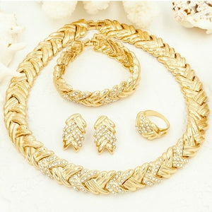 Liffly Bridal Fashion Dubai Gold Jewelry Sets for Women Costume