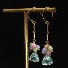Load image into Gallery viewer, Tanzanite Green Quartz 14K Gold Filled Dangle Earrings Natural - Sophornlilly