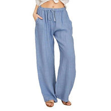 Load image into Gallery viewer, Linen Trousers For Women Wide Cargo Pants Summer Oversize Linens