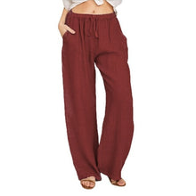Load image into Gallery viewer, Linen Trousers For Women Wide Cargo Pants Summer Oversize Linens