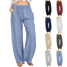 Load image into Gallery viewer, Linen Trousers For Women Wide Cargo Pants Summer Oversize Linens