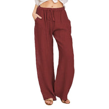 Load image into Gallery viewer, Linen Trousers For Women Wide Cargo Pants Summer Oversize Linens