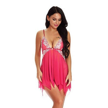 Load image into Gallery viewer, Lingerie for Women Front Closure Babydoll Lace V Neck Mesh Sleepwear