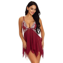 Load image into Gallery viewer, Lingerie for Women Front Closure Babydoll Lace V Neck Mesh Sleepwear