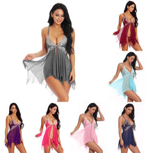 Load image into Gallery viewer, Lingerie for Women Front Closure Babydoll Lace V Neck Mesh Sleepwear