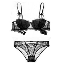 Load image into Gallery viewer, Lingerie set plus size half cup bra red underwear sets new sexy lace