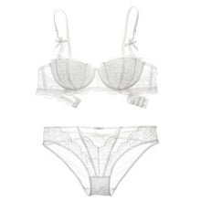 Load image into Gallery viewer, Lingerie set plus size half cup bra red underwear sets new sexy lace