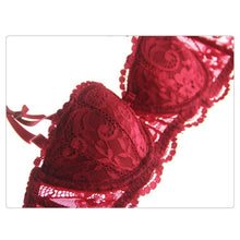 Load image into Gallery viewer, Lingerie set plus size half cup bra red underwear sets new sexy lace