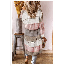 Load image into Gallery viewer, Long Cardigan Knitted Coat Patchwork Color Block Knitwear