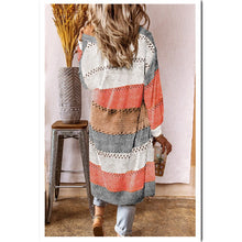 Load image into Gallery viewer, Long Cardigan Knitted Coat Patchwork Color Block Knitwear