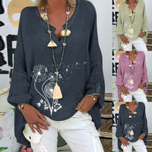 Load image into Gallery viewer, Long Sleeve Plus Size Cotton Linen Shirt