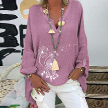Load image into Gallery viewer, Long Sleeve Plus Size Cotton Linen Shirt