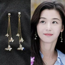 Load image into Gallery viewer, Long Tassel Butterfly Drop Earrings