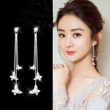 Load image into Gallery viewer, Long Tassel Butterfly Drop Earrings