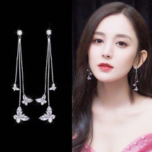 Load image into Gallery viewer, Long Tassel Butterfly Drop Earrings