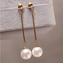 Load image into Gallery viewer, Long Tassel Simulated Pearl Drop Earrings for Women Gift Bijoux Korean