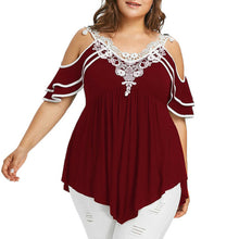 Load image into Gallery viewer, Loose Blouse Off Shoulder Lace Tee Shirt Tunic