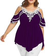 Load image into Gallery viewer, Loose Blouse Off Shoulder Lace Tee Shirt Tunic