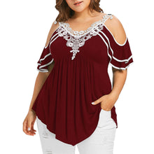 Load image into Gallery viewer, Loose Blouse Off Shoulder Lace Tee Shirt Tunic
